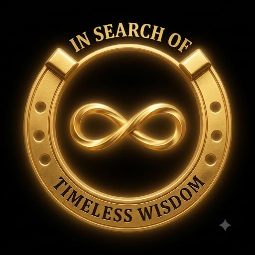In Search of Timeless Wisdom golden infinity emblem